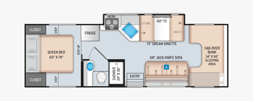 Thor Four Winds 28z Floor Plan, HD Png Download