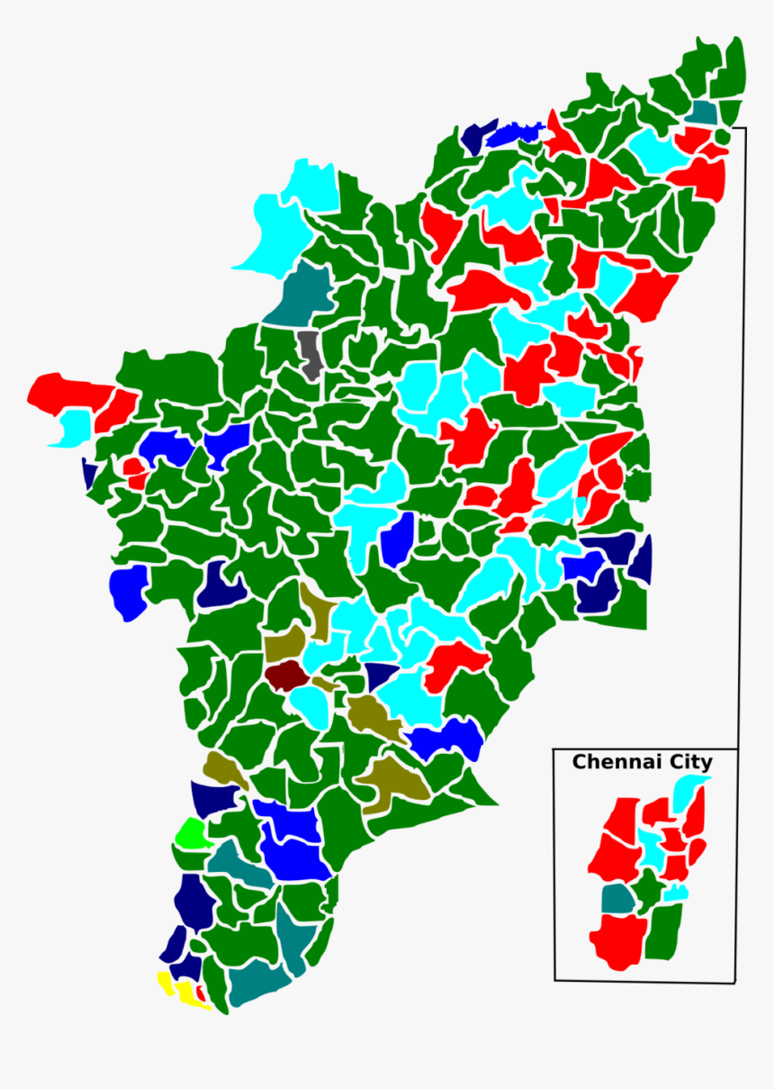 1980 Tamil Nadu Legislative Election Map By Parties - Tamil Nadu Election Map 2019, HD Png Download