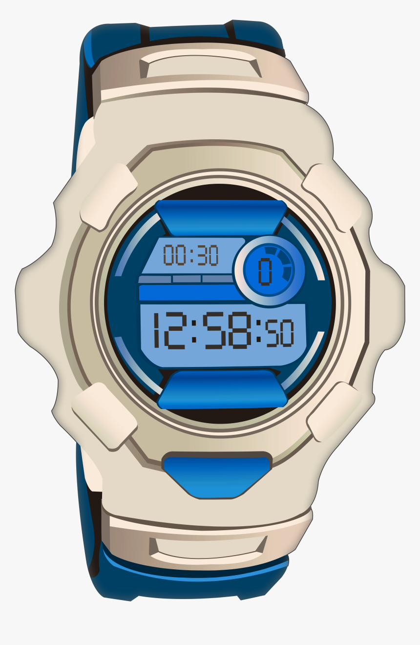 Blue Sport Digital Watch Png Clip Art - Digital Watch Clipart Png, Transparent Png