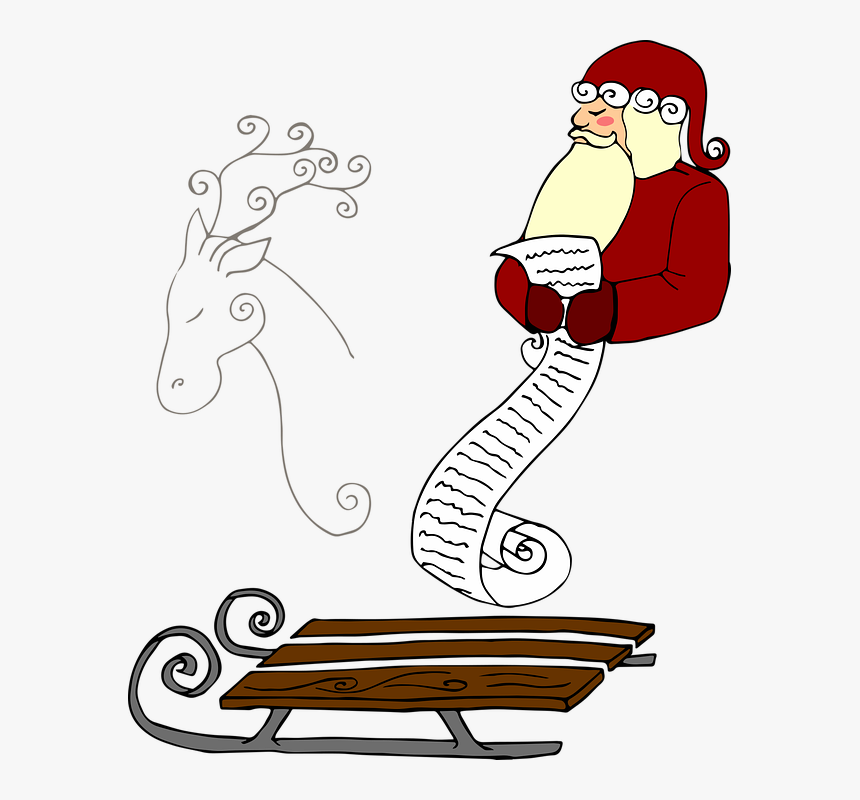 Christmas, Slide, Santa Claus, Roe Deer, Winter - Wall Sticker Vector In Png, Transparent Png