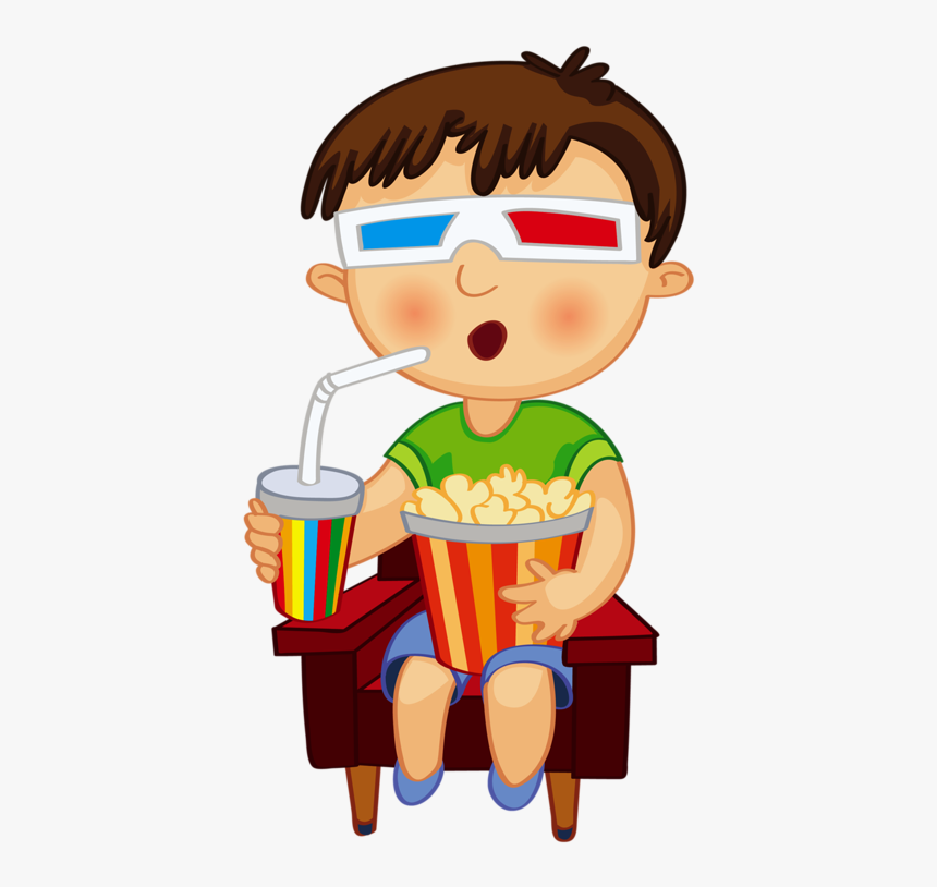 Theatre Clipart Watch Movie - Boy Watching Movie Png, Transparent Png