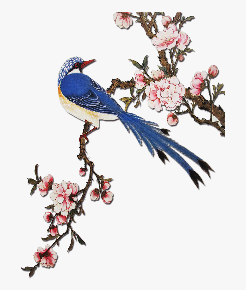 Clip Art Flowering Peach Tree - Chinese Flowers And Birds, HD Png Download