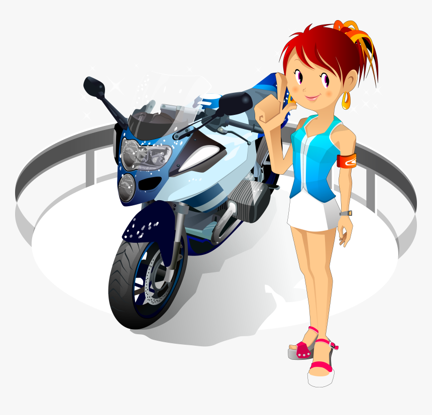 Motorcycle Harley Davidson Clip Art - Cartoon Characters Girls, HD Png Download
