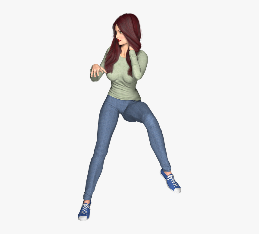 Everyday, Girl, Woman, Jeans, Casual, 3d, Digital - Cartoon Casual Woman Png, Transparent Png