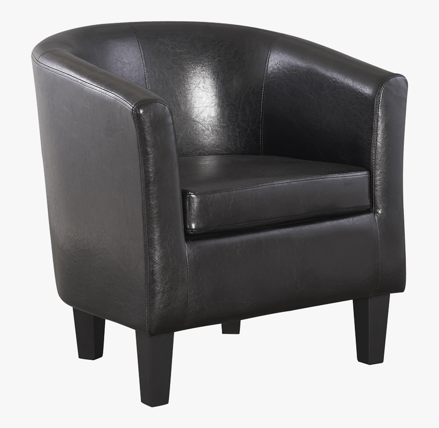 Black Leather Tub Chair Transparent Image - Sofa Chair Transparent Background, HD Png Download