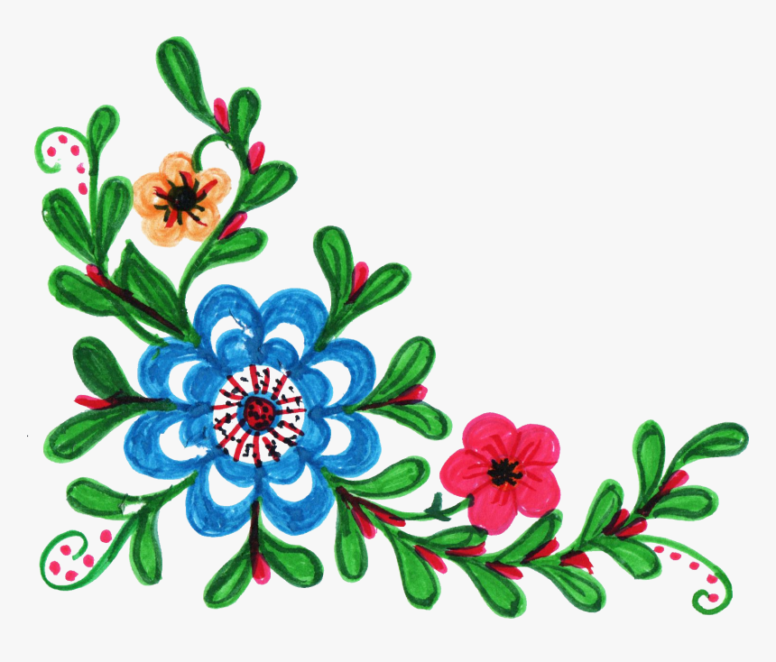 8 Colorful Flower Corner Vol - Colorful Flower Clip Art Transparent, HD Png Download