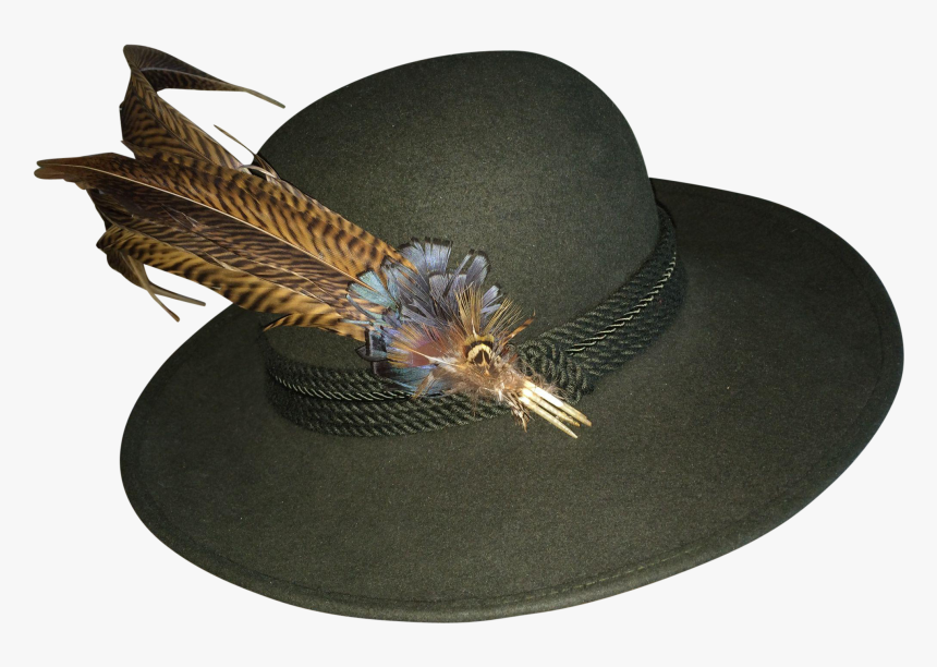 Vintage Loden Green Felt Alpine Tyrolean Ladies Dress - Costume Hat, HD Png Download
