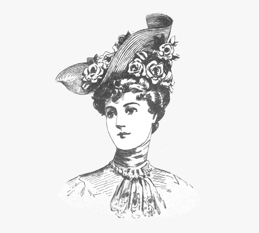 Beautiful Hat Clip Art - Woman Witha Hat Drawing, HD Png Download