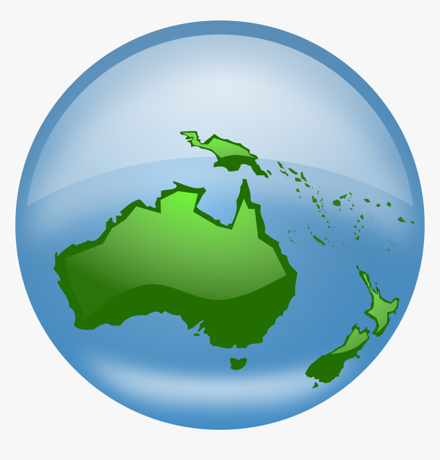 Oceania Globe Clip Arts - World With Australia Cartoon, HD Png Download