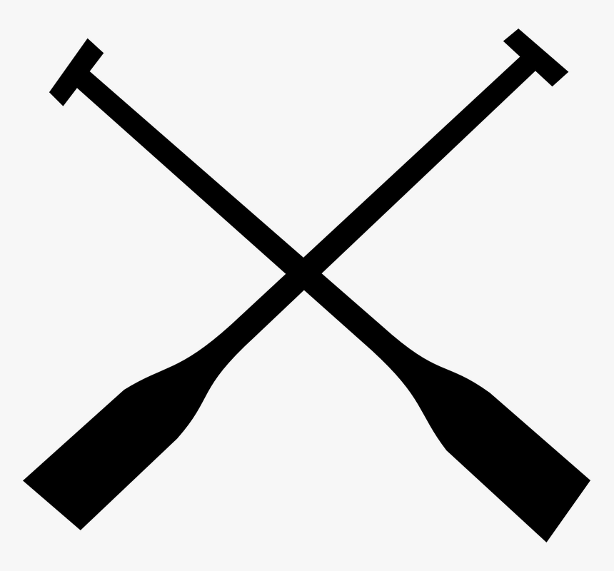 Paddles, Crossed, Canoe, Sport, Silhouettes, Black - Boat Oars Clip Art, HD Png Download
