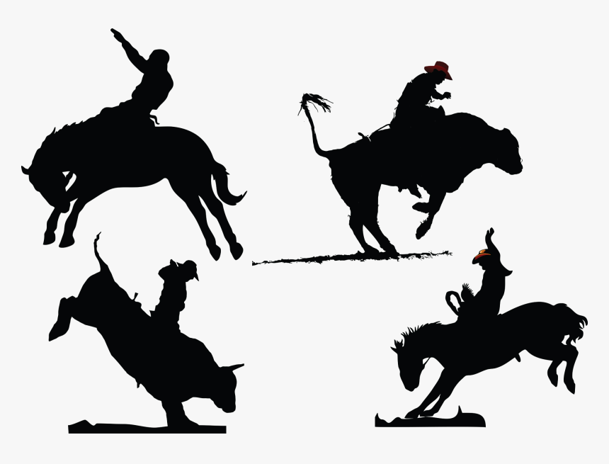 Horse Rodeo Silhouette Bull Riding - Rodeo Silhouette Png, Transparent Png