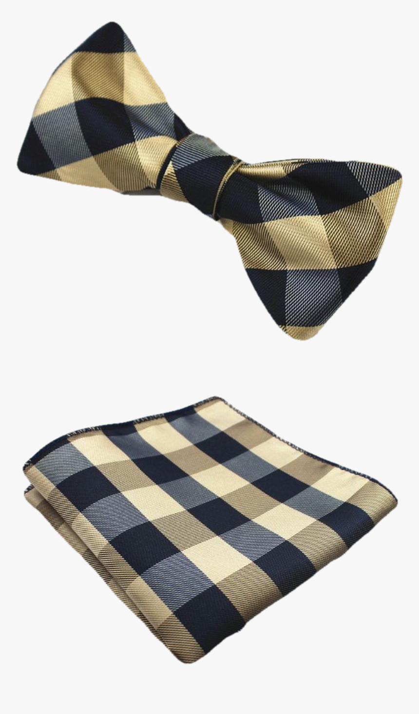 Gold And Blue Bow Tie And Pocket Square - Bow Tie, HD Png Download