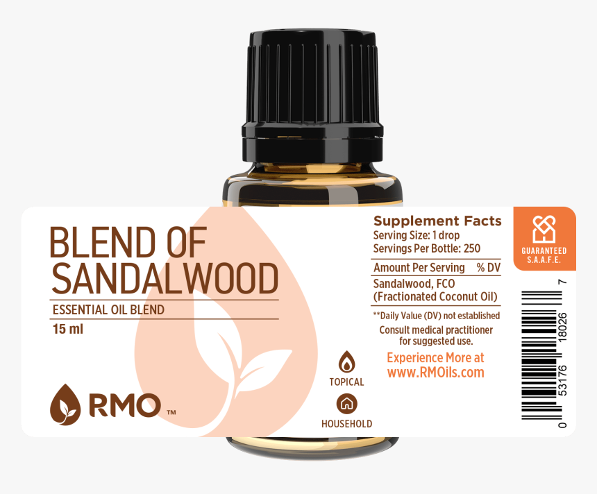 Blend Of Sandalwood Label - Essential Oil Migraine Blend, HD Png Download