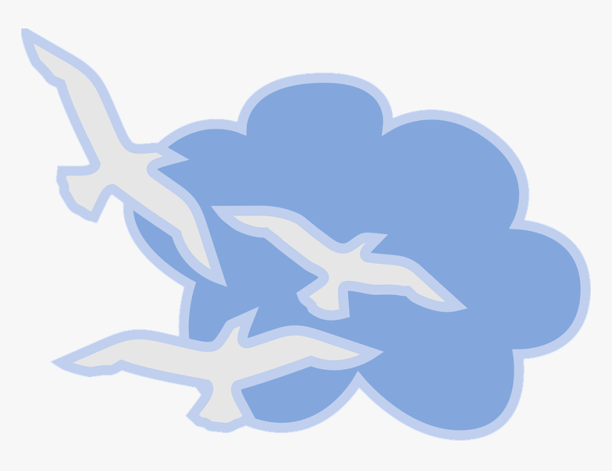 Cloud, Blue, White, Sky, Birds, Flying, Doves, Fly - Bird Flying In The Sky Clipart, HD Png Download