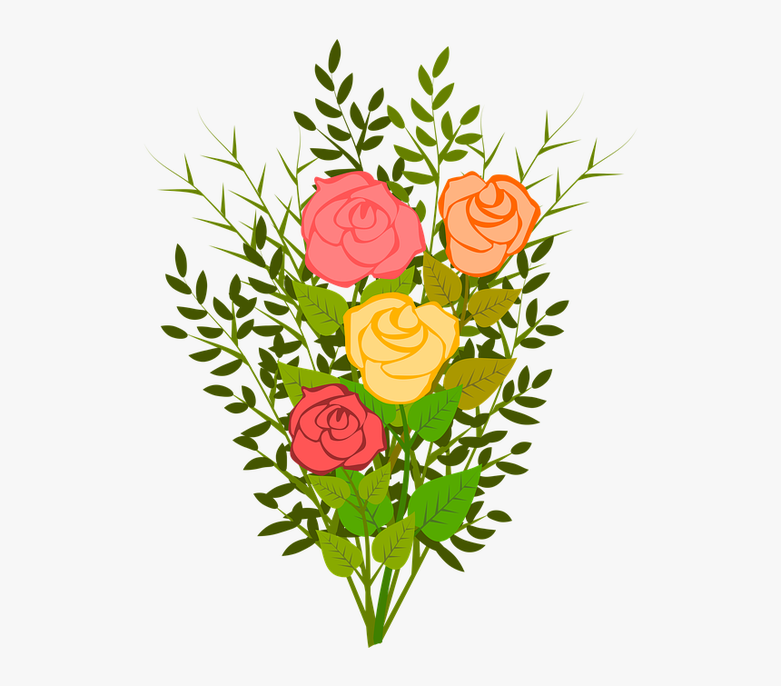 Roses, Flowers, Floral, Flowery, Branch, Plants, Garden - Flower, HD Png Download