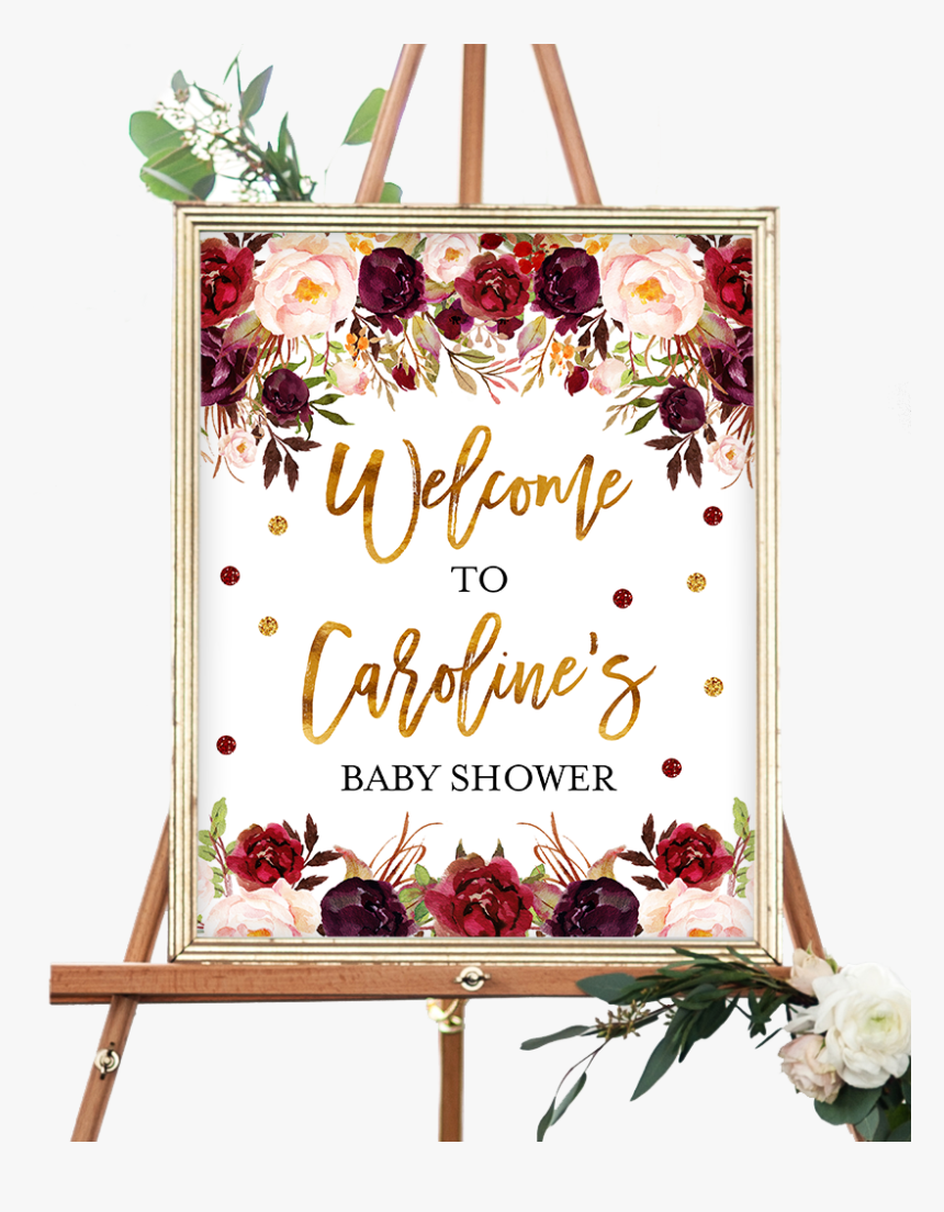 Clip Art And Gold Floral Welcome - Elephant Baby Shower Sign, HD Png Download