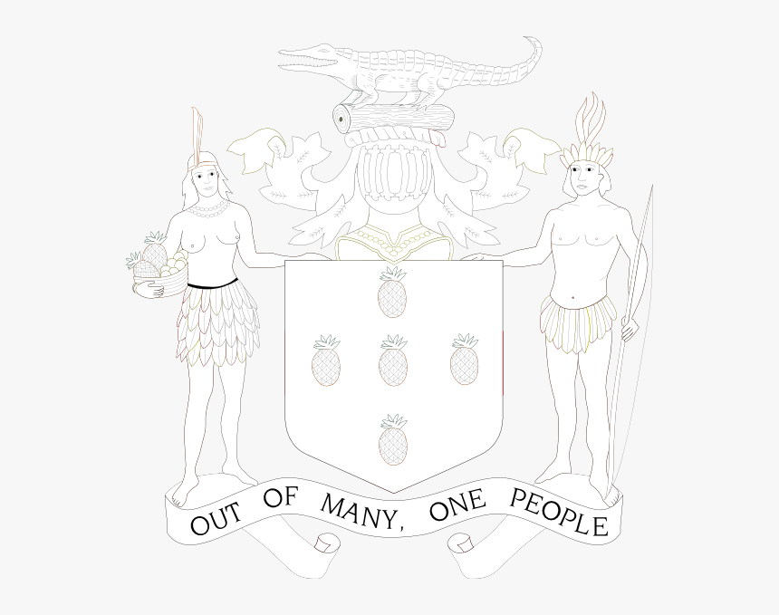 Jamaica Coat Of Arms Png Jamaican Coat Of Arms Outline, Transparent