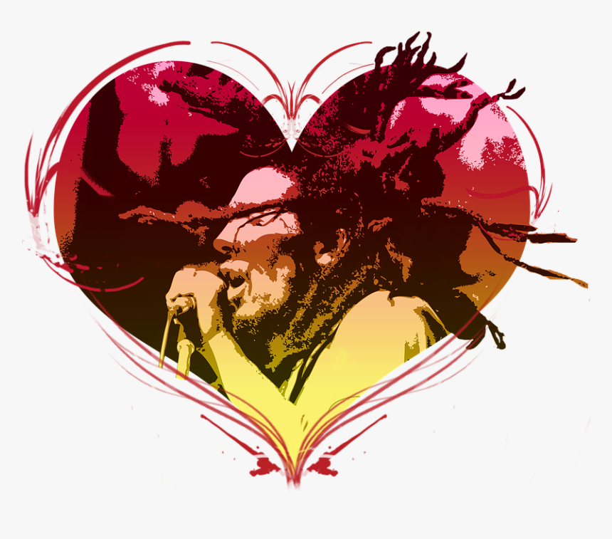 Heart, Jamaica, Bob Marley, Reggae, Symbol, Music - Bob Marley Symbol Hd, HD Png Download
