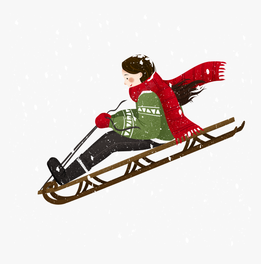 Girl On A Sled Png - Sledding, Transparent Png