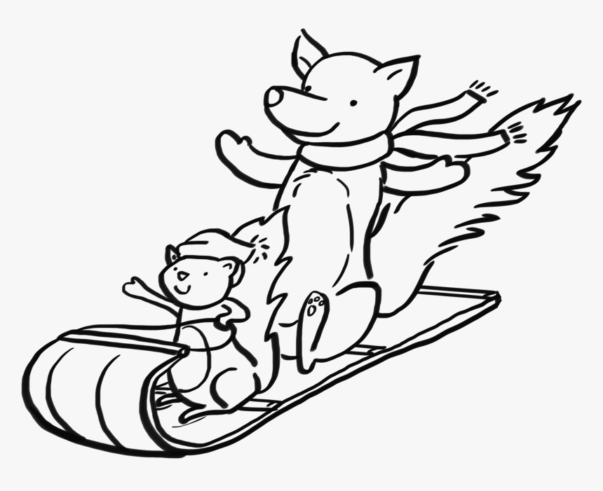 Animals On Sled - Cartoon, HD Png Download