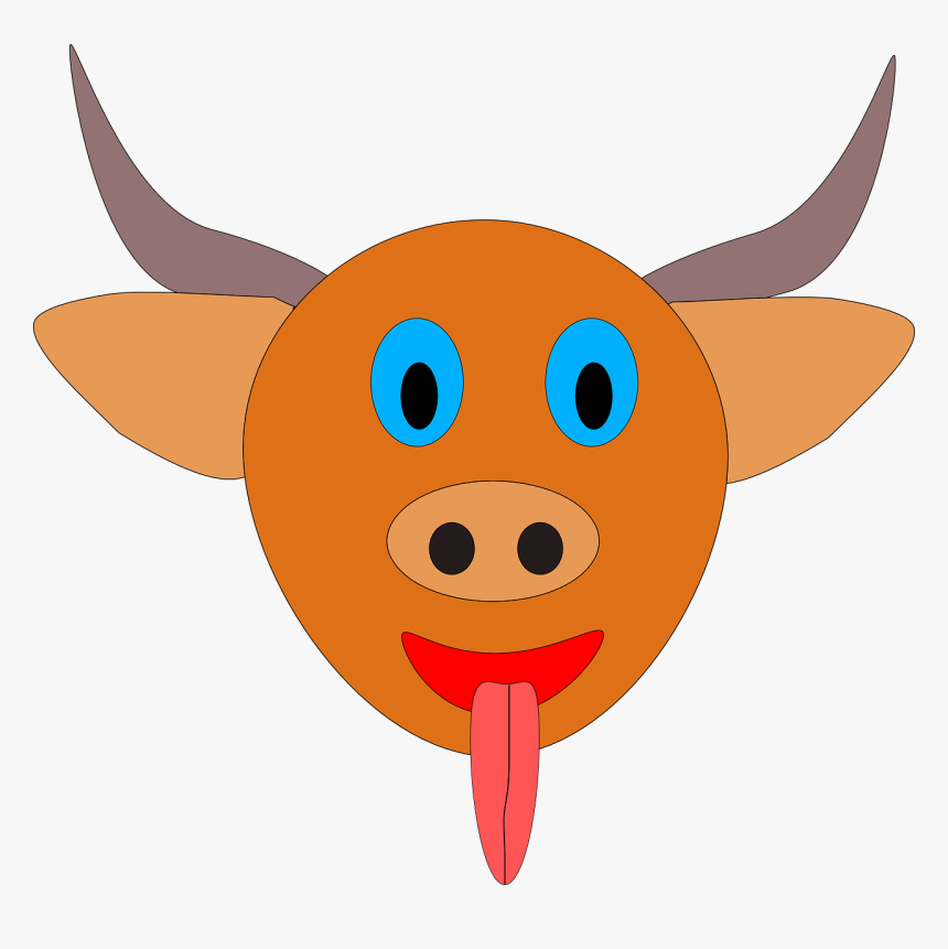 Bull, Horns, Orange, Head, Animal, Mammal, Farm, Male - Buffalo Face Clip Art, HD Png Download