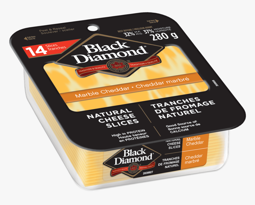 Marble Cheddar Natural Cheese Slices 280g - Black Diamond Marble Cheese Slice, HD Png Download