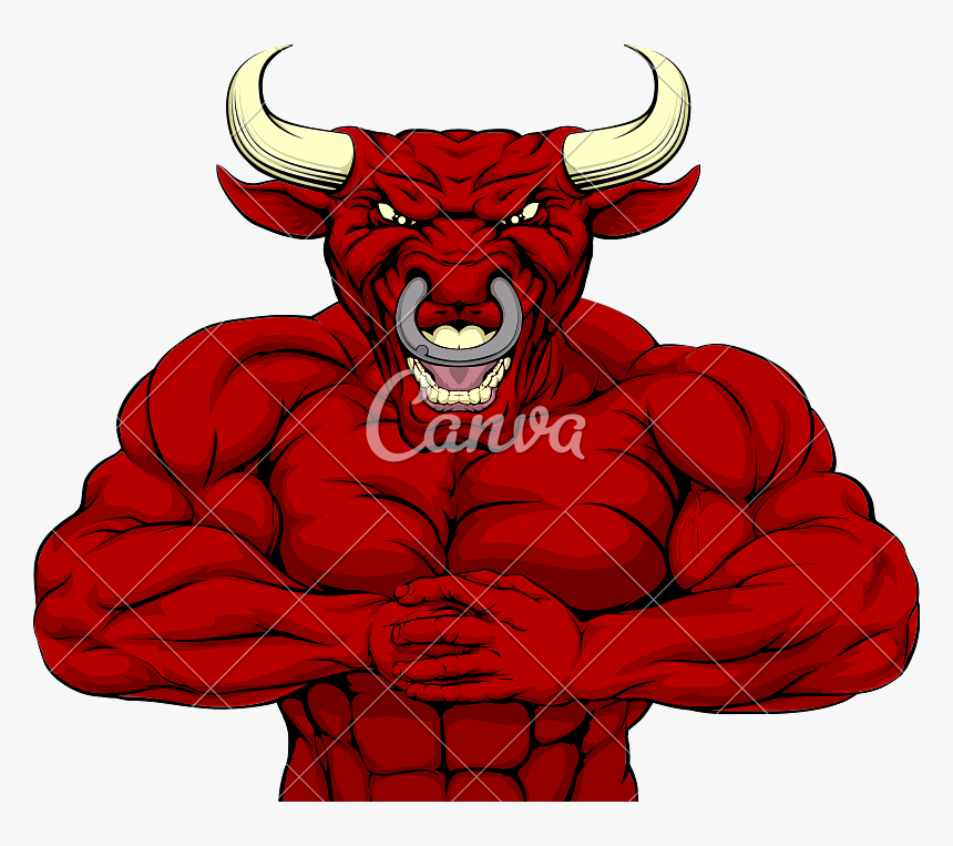 Muscle Bull Png - Red Bull Mascot, Transparent Png