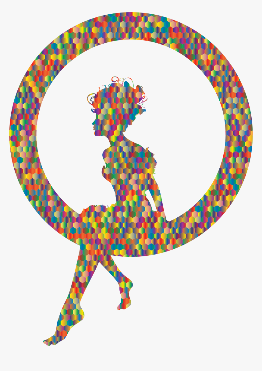 Polyprismatic Hex Fairy Sitting In A Circle Silhouette - Dream Girl Silhouette, HD Png Download