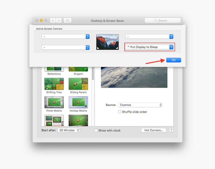 Mac Os Screen Saver Hot Corner, HD Png Download