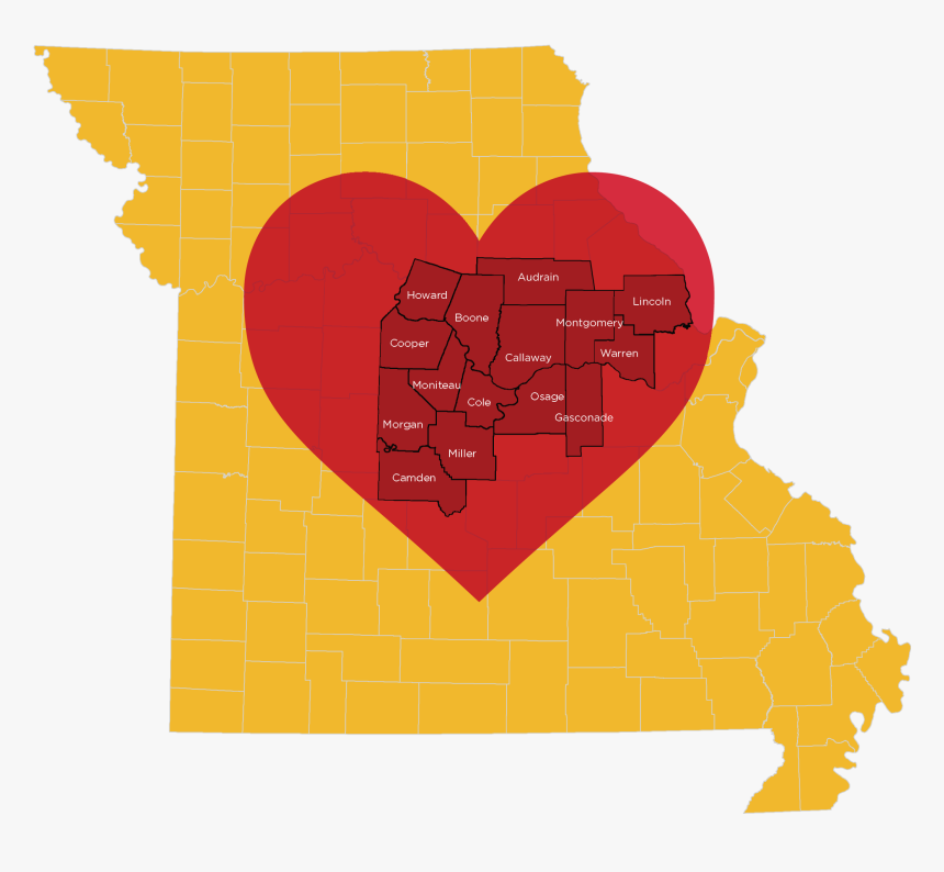 Heart Of Missouri Regional Professional Development - Map Of Missouri, HD Png Download