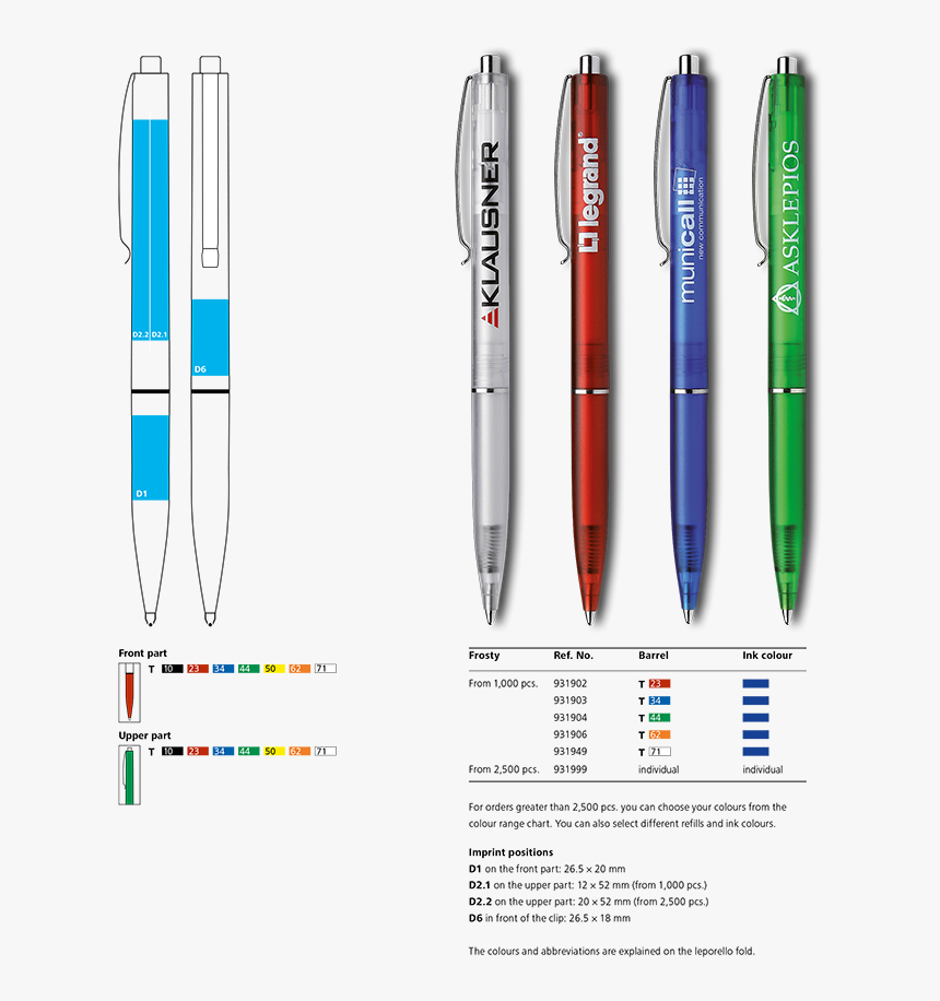 Schneider Frosty Retractable Ballpoint Pen Print Areas - Plan, HD Png Download