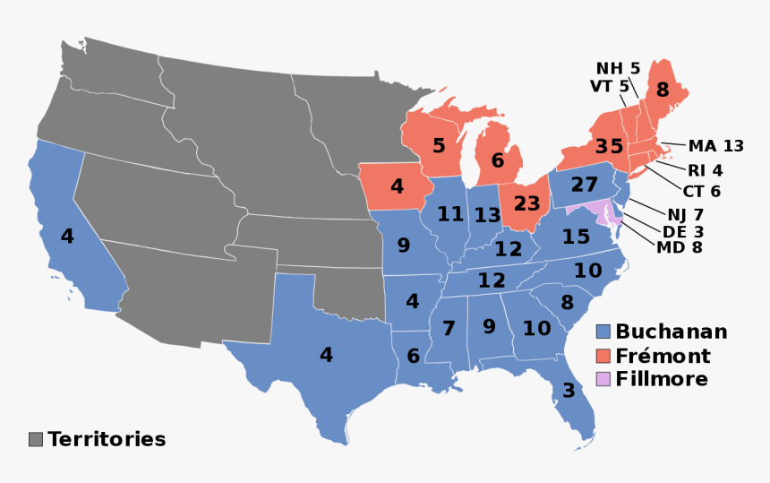 Election Of 1860 Map, HD Png Download