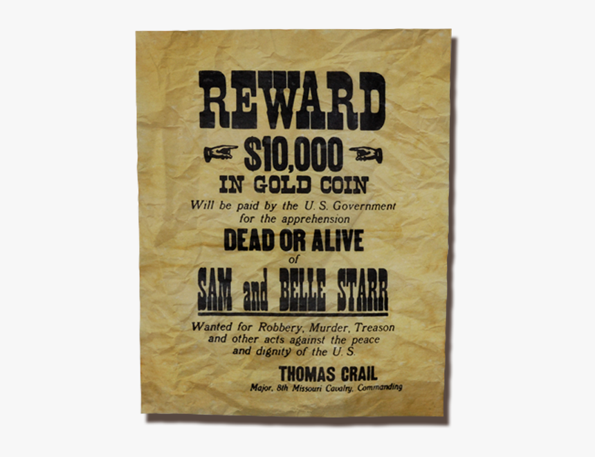 Belle Starr Wanted Poster, HD Png Download
