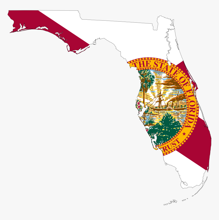 Florida Map Flag Clip Arts - State Florida Flag Map, HD Png Download