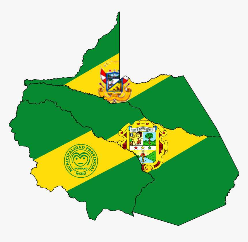 Flag Map Of Provinces Of Madre De Dios - Madre De Dios Flag Map, HD Png Download
