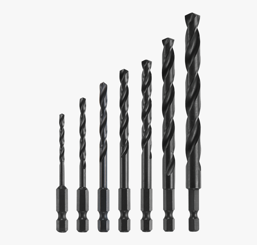 Hex Shank Impact Tough Drill Bit Set, Black Oxide - Hex Drill Bits, HD Png Download