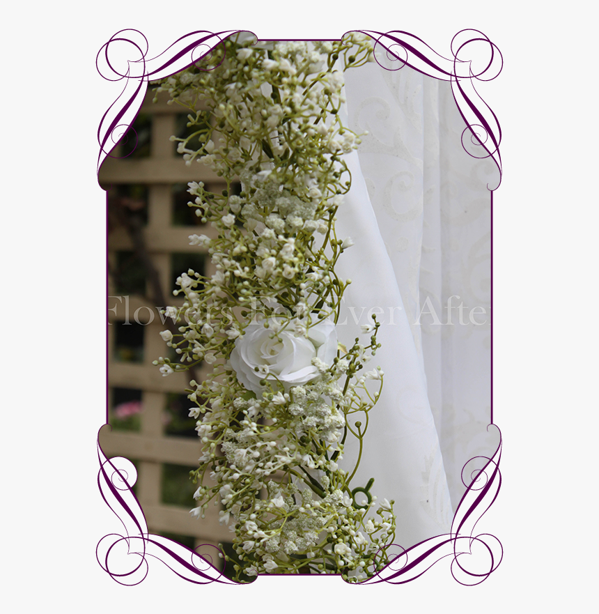 Silk Artificial White Rose And Baby S Breath Wedding, HD Png Download