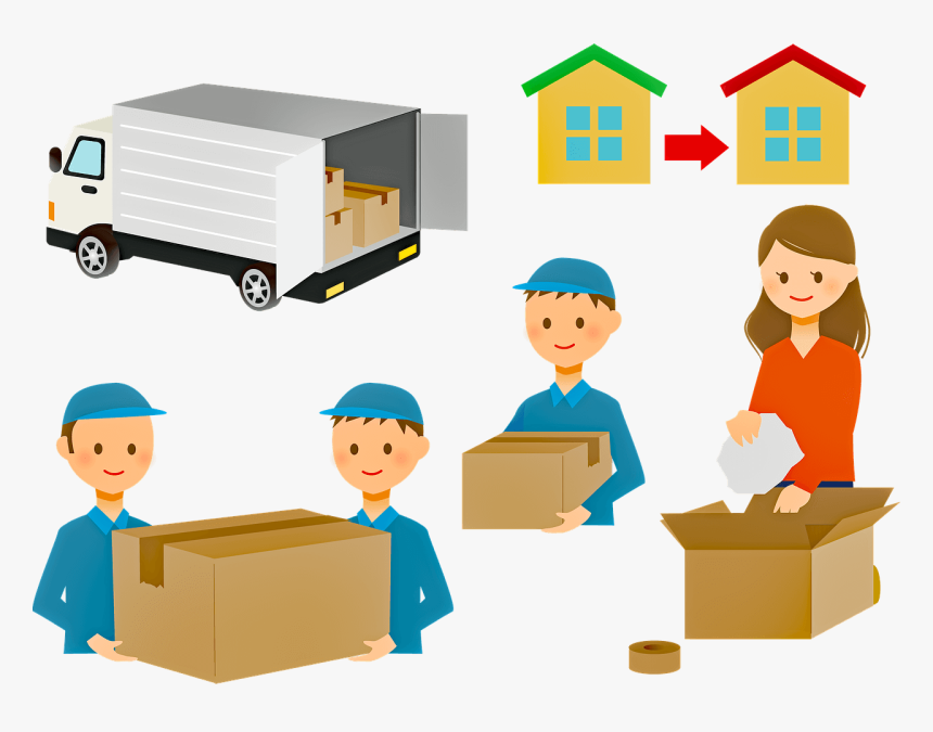 Moving, Boxes, Mover, Moving Truck, Carton, Cardboard - People Moving Houses Drawing, HD Png Download