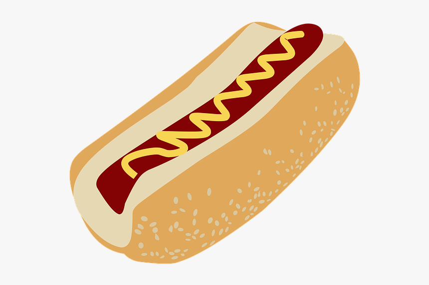 Bun, Dog, Hot, Mustard, White, Tasty, Snack - Hot Dog Illustration Png, Transparent Png