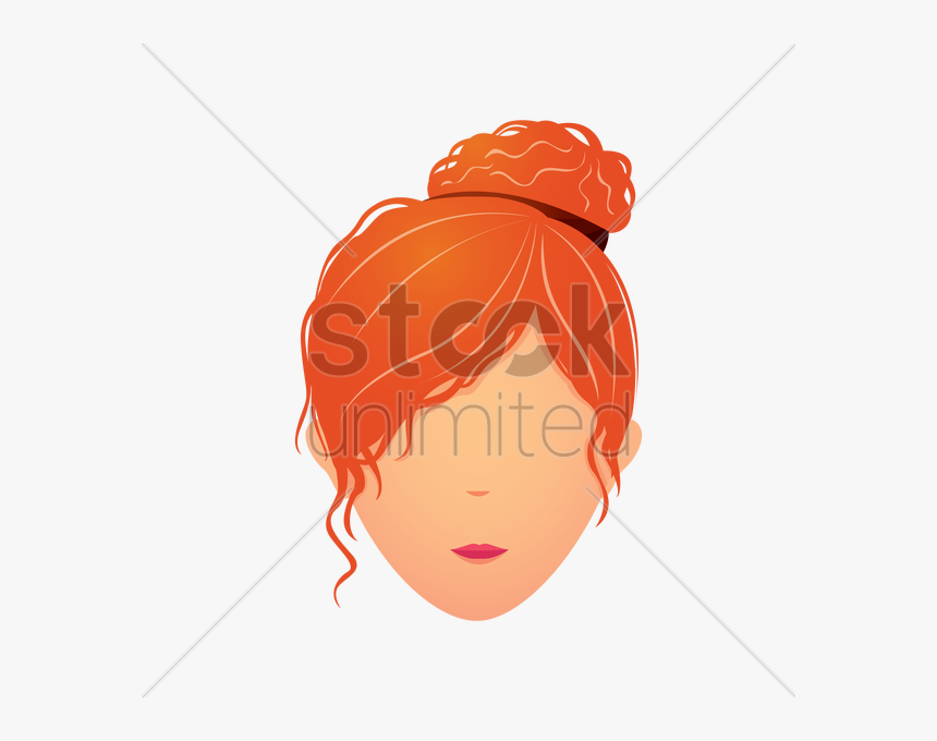 Girl With Curly Hair Bun Clipart - Illustration, HD Png Download