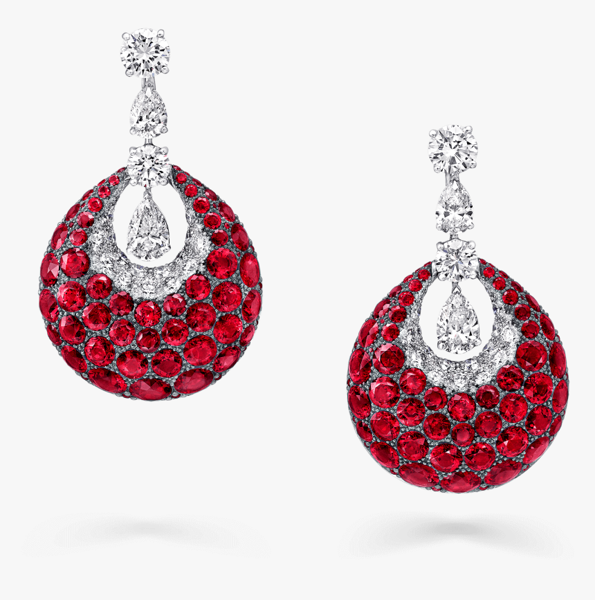 A Pair Of Graff Bombe Classic Earrings Featuring A - Graff Diamonds Emeralds Earing, HD Png Download