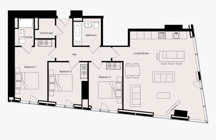 Deansgate Square South Tower 23 - Floor Plan, HD Png Download