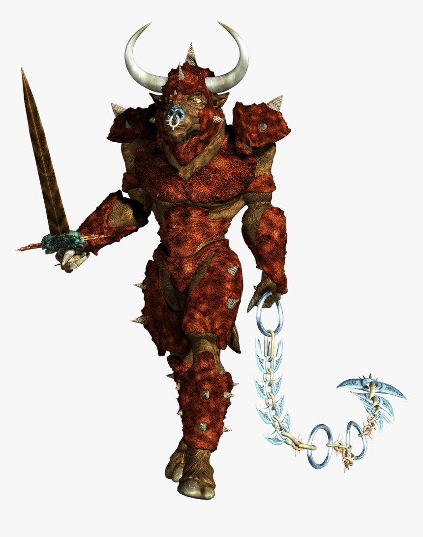 Minotaur Holding Chain - Minotaur Png, Transparent Png