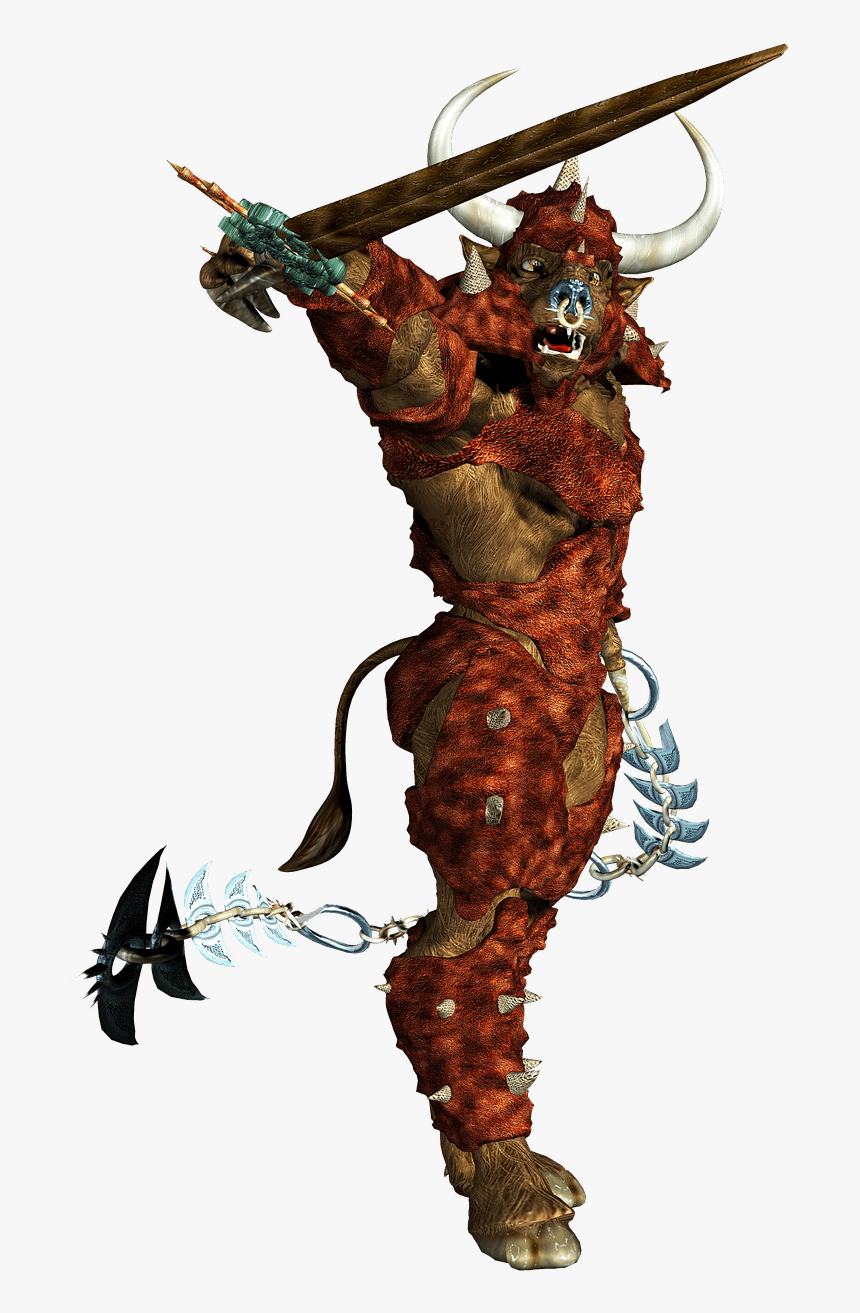 Minotaur Brandishing Sword - Sword, HD Png Download