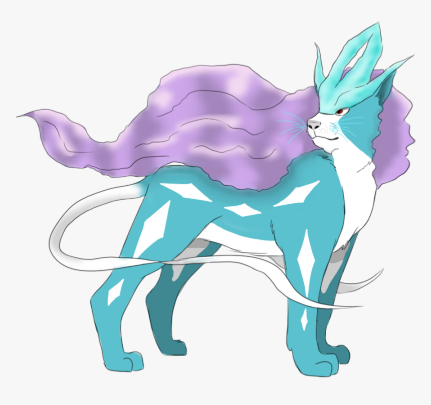 Suicune Is A Slim, Quadruped, Blue, Mammalian Pokémon - Illustration, HD Png Download