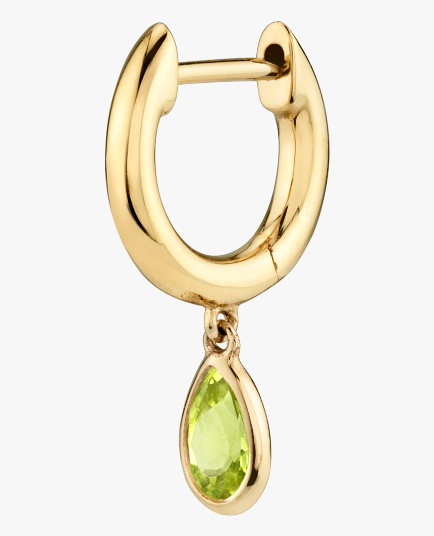 Peridot Teardrop Slim Hoop - Diamond, HD Png Download