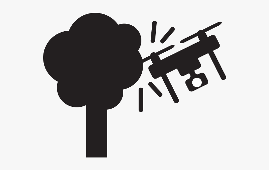 Drone Icon Design Free Tree Crash Attack Crashing Broken - Drone Crash Clipart, HD Png Download