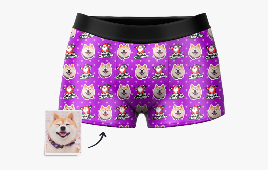 Christmas Pet Custom Santa Claus Face Boxer Shorts - Boxer Personnalisé, HD Png Download