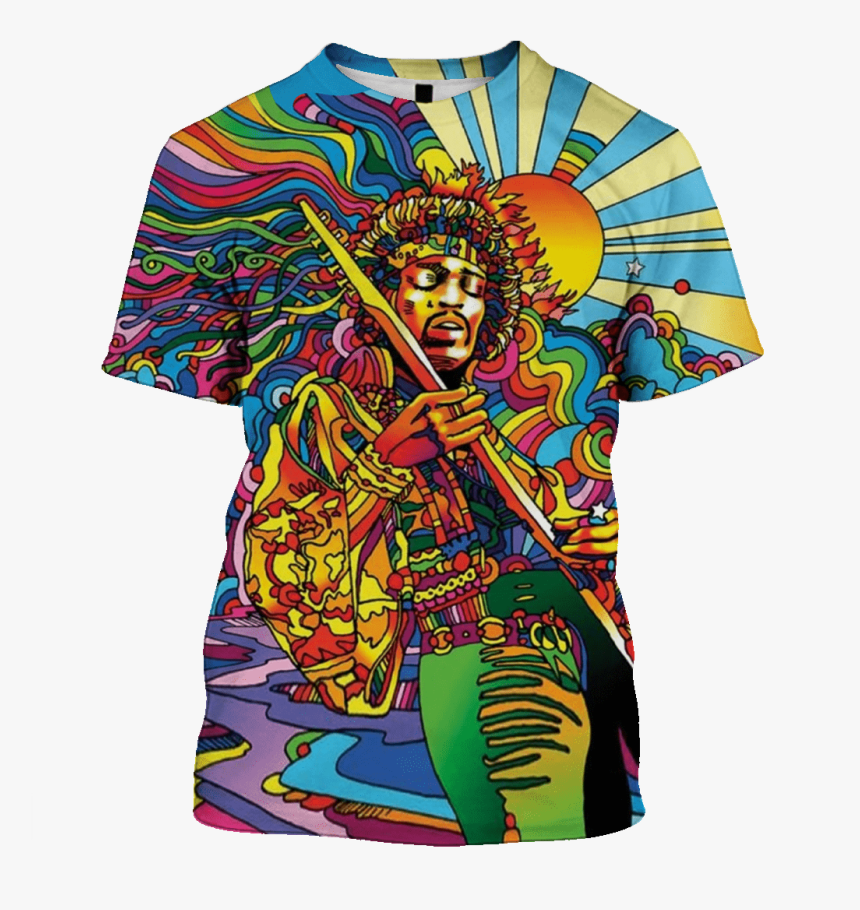 3d Jimi Hendrix Full Print T Shirt - Psychedelic Hippie Pop Art, HD Png Download