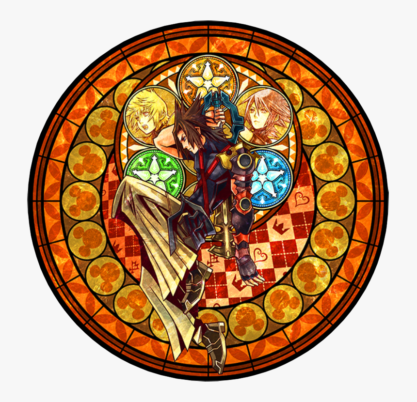 Transparent Stained Glass Window Png - Kingdom Hearts Memorial Stained Glass Clock, Png Download